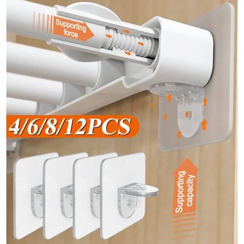 4/6/8/12 Pcs Shelf Support Adhesive Pegs Plastic Closet Cabinet Shelf Support Clip Wall Hanger Clapboard Punch Free Hook Sticker
