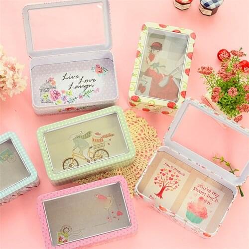 DIY Baking Utensils Transparent Window Lids Tin Storage Box Square Candy Biscuit Cookie Case Containers For Gift Packaging Box