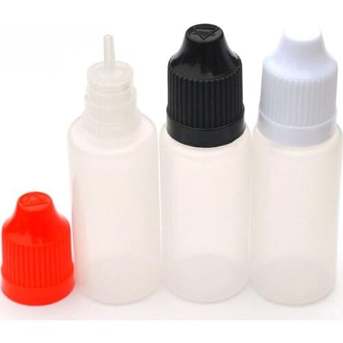 100pcs 20ml PE Plastic Dropper Bottles Empty Refillable Liquid Bottle With Childproof Cap Squeezable Vial
