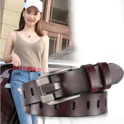 DINISITON Womens Belt Genuine Leather Belts Ladies Luxury Brand Retro Strap Fashion High Quality Cowgirl Female Belt For Jeans