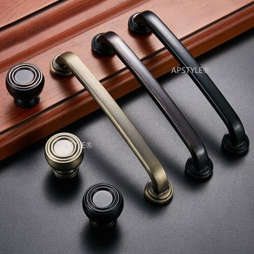 Antique Zinc Alloy Kitchen Drawer Knob U Type Wardrobe Door Hardware Black Bronze Cabinet Cupboard Pull Dooroom Handle