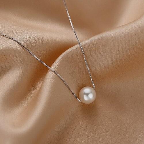 Silver 925 Necklaces For Women 6/8/10mm Pearl Choker Necklace & Pendant Collier OL Trendy Jewelry Accesories Party Gifts Bijoux