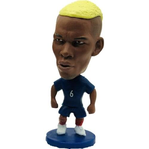 Soccerwe 2.55" 6.5cm Height Soccer Doll 6# Pogba Figures Blue Kit Yellow Hair