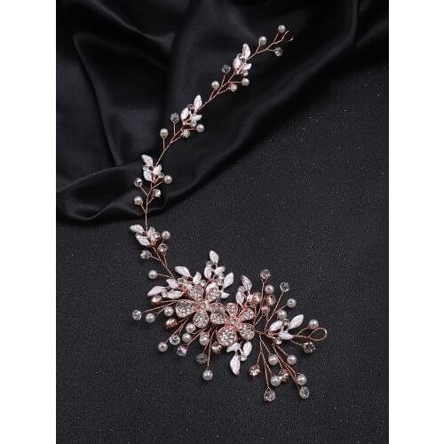 Wedding Headdress Rose Gold Rhinestone Headband For Bride Hair Accessories Luxury Headpieces Women Ornaments Bridal Headwear