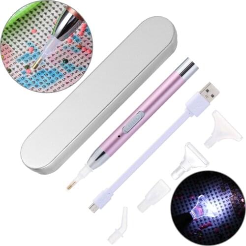 USB Rechargeable Lighting Point Drill Pen 5D Diamond Painting Tools Drill Pen for Cross Stitch Diamond Embroidery Accessories