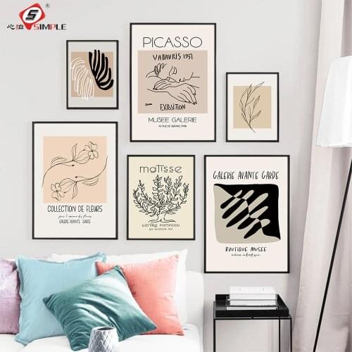 Vintage Matisse Picasso Exhibition Canvas Poster Wall Art Painting Abstract Plant Print Pictures Unique Living Room Home Decor