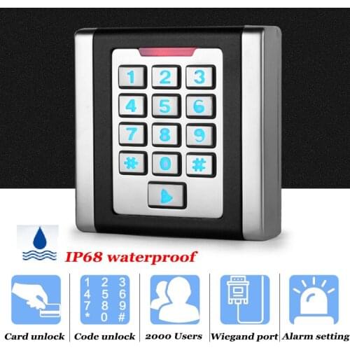 IP68 Waterproof Metallic Access Controler 125Khz Exterior Door Enentry Outdoor Gate opener ID Reader Wiegand 26 Output Doorbell