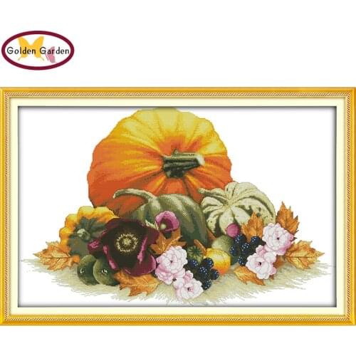 GG Pumpkin Painting Chinese Counted Cross Stitch Embroidery Needlework Set Joy Sunday 11CT14CT DIY Cross Stitch for Home Decor