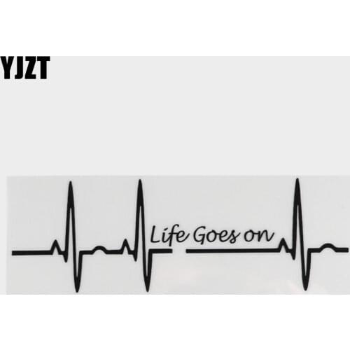YJZT 17.5CM*5.8CM Heart Beat Trackpad Life Goes On Nice Decal Black Silver Vinyl Car Sticker C11-1586