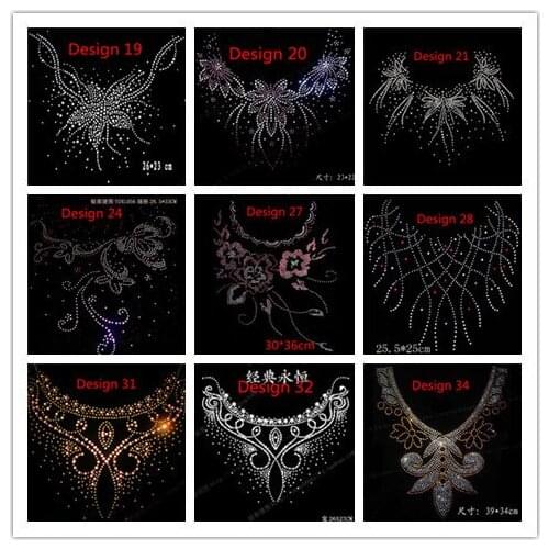 Iron On Hot Fix Rhinestone Transfer Motif Diamante Crystal Rhinestone T-Shirt Transfer