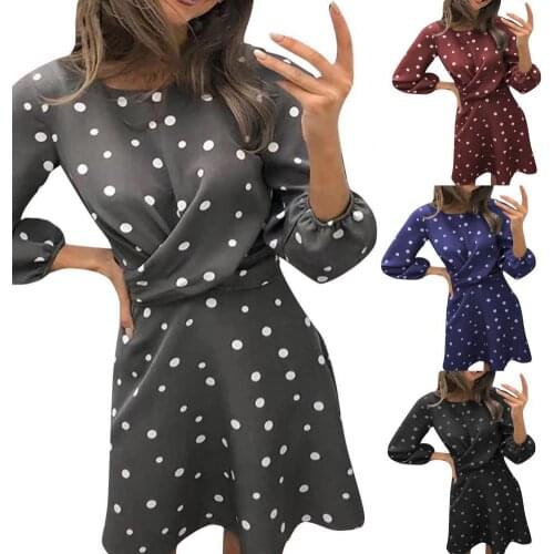 Women Dress Polka Dot Print Elegant Loose Cross Draped Dress for Party Elegant Women Long Dress Casual Dresses