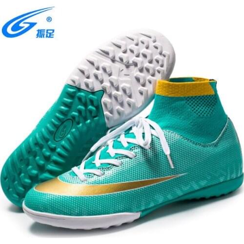 ZHENZU Outdoor Men Boys Soccer Shoes Football Boots High Ankle Kids Cleats Training Sport Sneakers Size 35-45 Dropshipping