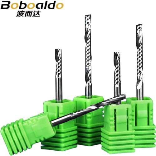 1pc 3.175mm SHK B Series carving Cutters One Flute Spiral End Mills Flute CNC Router Bits for cutting 1 MDF Acylis plastic