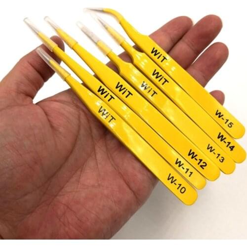 WiT Yellow Anti-static Tweezers Super Sharp for Repairing Clamping Tools