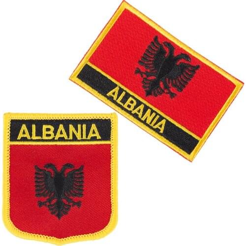 Albania flag patch 2pcs a Set Patches for Clothes DIY Decoration PT0001-2
