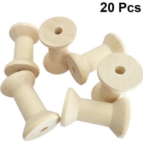 20pcs 5cm 4cm Vintage Natural Wooden Empty Thread Spool Coils Bobbin Tool DIY Roller for Sewing Crafts Wire Ribbon Needlework