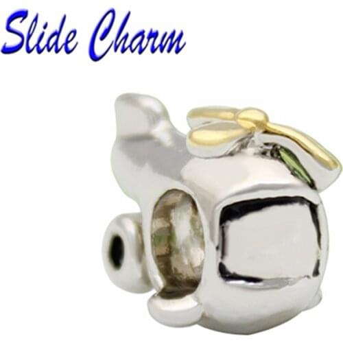 5mm straight hole fashion jewelry DIY charm, helicopter Europe and the United States style Bead Fit Pandora Bracelet Necklace