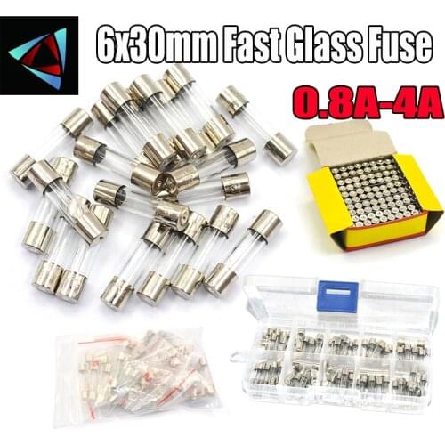 6x30mm Fast Glass Fuse Kit In Package 0.8A 1A 1.5A 2A 2.5A 3A 3.15A 4A /250V 6*30 Insurance Tube Package