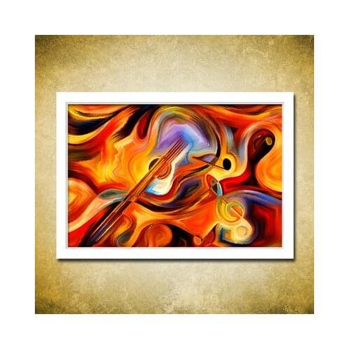 Abstract beauty guitar music instrument DIY digital oil painting sea view decoration European style