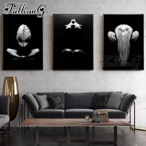 FULLCANG 5d diy diamond embroidery sale sexy fantasy woman painting triptych full square round drill home decoration FC3533