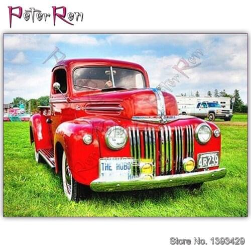 Diamond Embroidery Full drill Square Mosaic Painting 1946 Ford Pickup Truck Photograph round Crystal Cross stitch Wall sticker