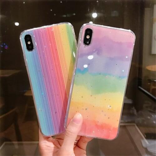Rainbow Star Glitter Sparkly TPU For iPhone 12 11 Pro Max Silicone Case For iPhone 7 8 Plus X Xr Xs Max SE Ultrathin Soft Cover