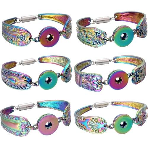 New Colorful Magnetic Snap Bracelet Bangle Fit 20MM 18MM Snap Buttons Jewelry Metal Snap Button Bracelet for Women