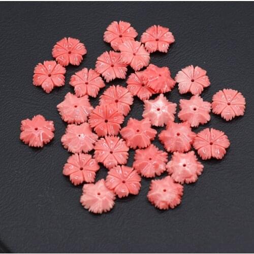 50Pcs Hot Sale Natural Pink Coral Pendant Flower-Shaped Through-Hole Beads For Jewelry Making DIY Necklace Bracelet Accessory