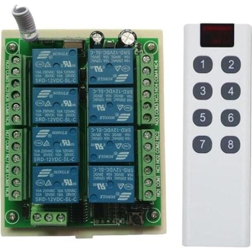 DC 12V 24V 8 CH Channels 8CH RF Wireless Remote Control Switch Remote Control System receiver transmitter 8CH Relay 315/433 MHz