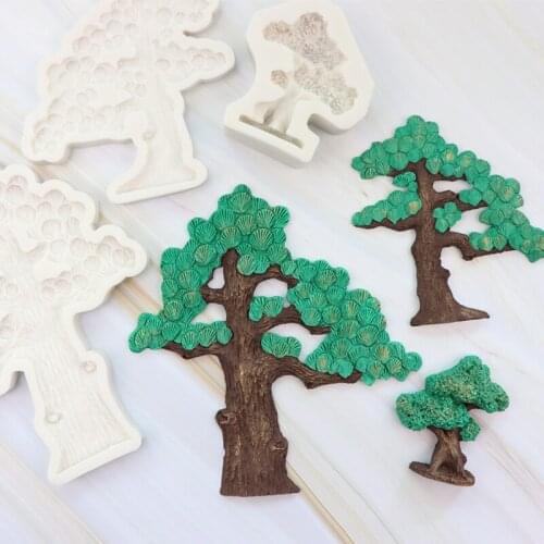 Longevity pine silicone mold Chinese style birthday cake decoration Chinese pine and cypress trees fondant chocolate mold