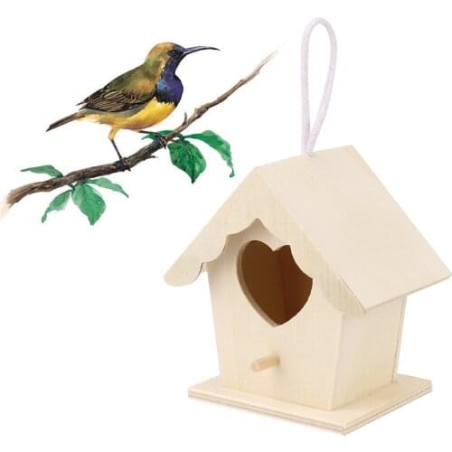 Birds Nest Nest House Bird House Bird Box Bird Box Wooden Box Hand-painted Wooden Birdhouse with Jute Cord Home Outdoor Garden
