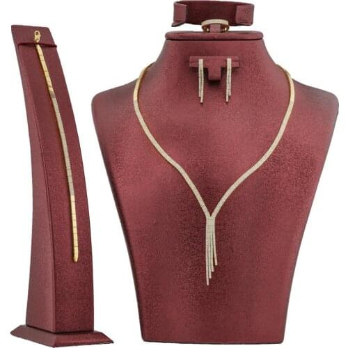 Double Row Waterway Silver Women Set with Zircon Stone New Trendy Clear Crystal Elegant Design Famale Wedding Jewelry