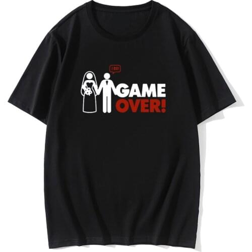 Summer Retro Game Over Wedding Bachelor Party T Shirts Men Bride Groom T-Shirt Cotton Short Sleeve O Neck Tshirt Tops Tees