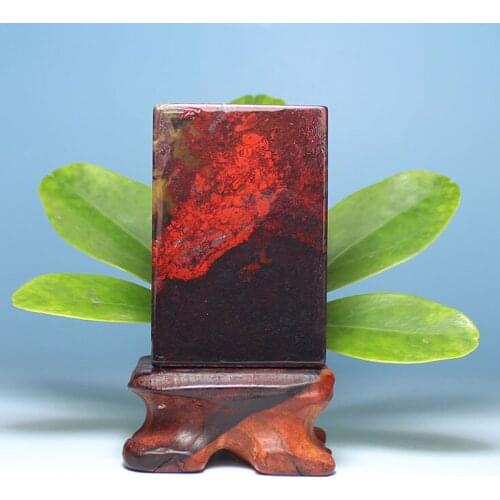Guilin Bloodstone red jasper Square boutique brand diy pendants jade tablets safe card cards black red square
