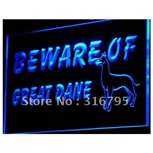 I842 Beware of Great Dane Dog Shop Pet NEW Light Signs On/Off Switch 20+ Colors 5 Sizes