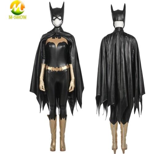 Comic Superhero Barbara Gordon Cosplay Costume The Bat Girl Outfit Jumpsuit Cape Headgear Halloween Outfit for Women Any Size