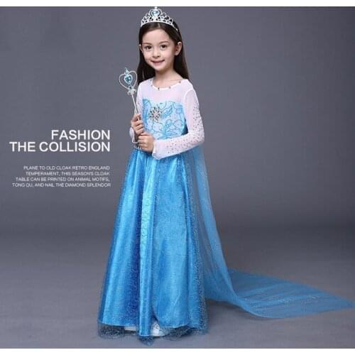 Halloween Costume For Girls 5pcs Set Suit Girls Anime cosplay Elsa Costume Elsa Long Sleeve Princesses Dress for kids