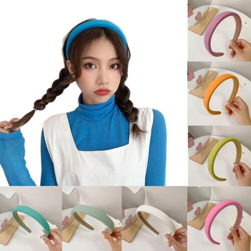 Cute Solid Padded Sponge Hairbands Candy Colors Thin Thick Headbands for Women Girls Ladies Hair Bands Hoops Hair Accessories