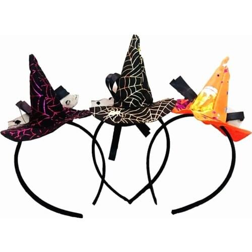 120pcs Mini witch hat headband cobweb dots veil cap Halloween fancy dress costume accessory Party headdress scary wa4156