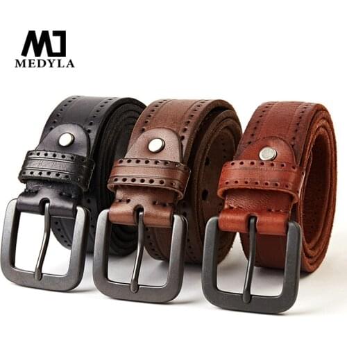 Mens Jeans Belts Pin Buckle Cowhide Genuine Leather Belts Vintage Brand Waistband Strap Belt For Men Male Dropshipper