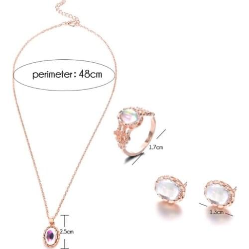 N7MF 1 Set Women Jewelry Earrings Ring Necklace Pendant Stone For Gifts Wedding Party