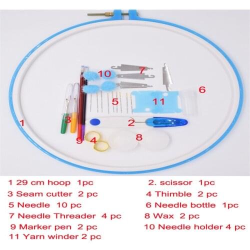 2016 china lastest products 29cm circular embroider hoops as tool set for sewing DIY accessories including scissors seam cutter