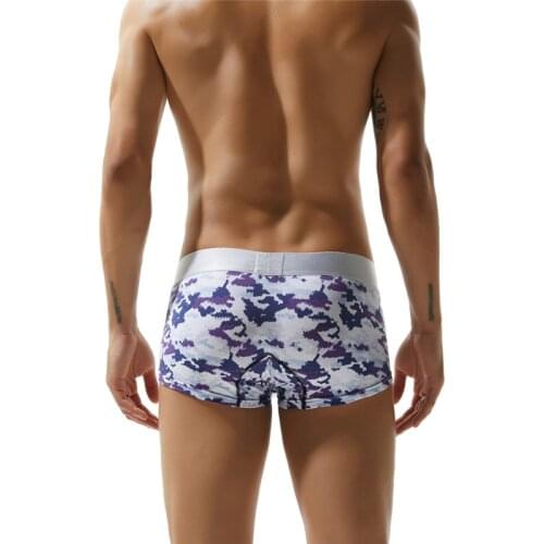 SEOBEAN New Mens Underwear Cotton Fashion Low-Waist U-convex Camouflage Style Shorts CComfortable Breathable Boxers