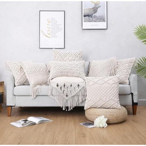 MOMS YARD New Macrame Handmade Cotton Thread Pillowcase Bohemia Moroccan Sofa Cushion Cover Decorative Pillowcase High-end Gift