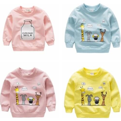 New Print Pullover Tee Autumn Winter Toddler Kids Girls Sweatshirt Tops Newborn Infant Long Sleeve T-shirt Baby Boys Clothes