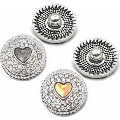 Wholesale w044 18mm 20mm rhinestone metal button for snap button Bracelet Necklace Jewelry For Women Silver jewelry