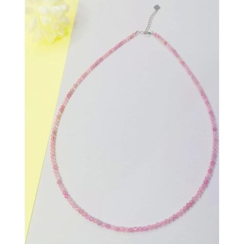 Natural Stone Amazon/Fluorite/Crystal/Zircon/Morganite Jewelry 2MM with 925 Sterling Silver Accessories Necklace for Women