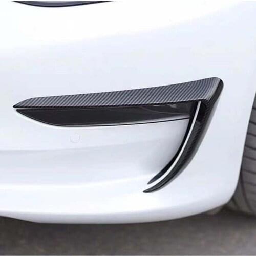 Front Bumper Air Knife Carbon Fiber Front Fog Lights Decorative Carbon pattern For Tesla Model 3 2017 2018 2019 Car accessories
