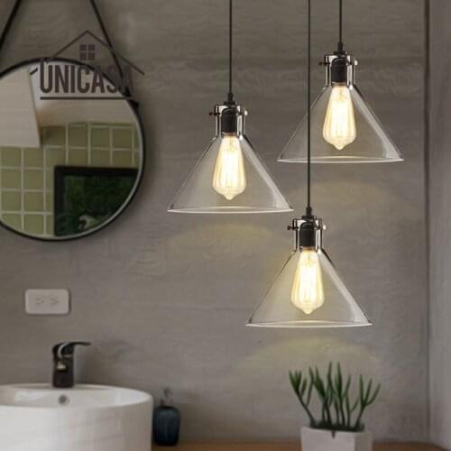 Clear Glass Shade Pendant Lights Industrial Lighting Fixtures Kitchen Island Office Hotel Antique Mini Pendant Ceiling Lamp