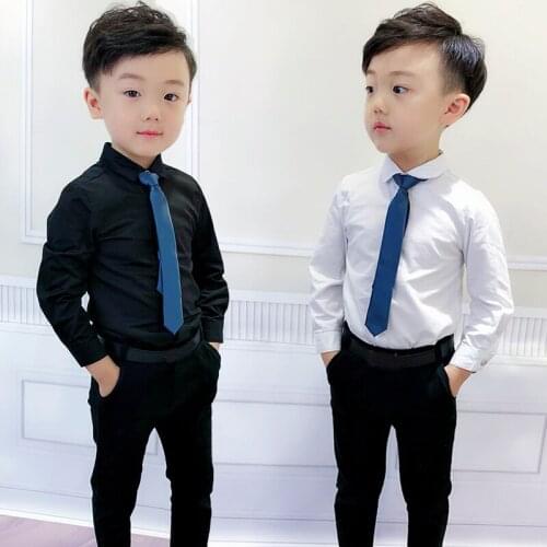 Boys Summer Shirt +Pants 2Pcs Clothing Set School Kids Uniforms Gentleman Party Suit Children Performance Birthday Dress